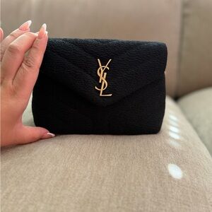Saint Laurent Black tweed Toy Loulou Cross Body with Gold YSL Hardware